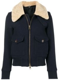 AMI Zipped Jacket With Shearling Collar Zipped Jacket With Shearling Collar at Farfetch